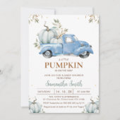 Jongens Blauw Pompoen Truck Foliage Baby shower Kaart (Voorkant)
