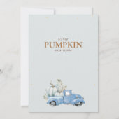 Jongens Blauw Pompoen Truck Foliage Baby shower Kaart (Achterkant)