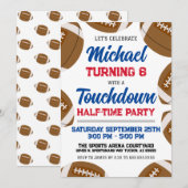 Jongens Blauw Rood Football Halftime Verjaardagsfe Kaart (Voorkant / Achterkant)