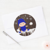 Jongens Blauw Sneeuwvlok Baby shower Stickers (Envelop)