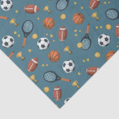 Jongens Blauw Sport Football Kinder Verjaardag Tissuepapier (Detail)