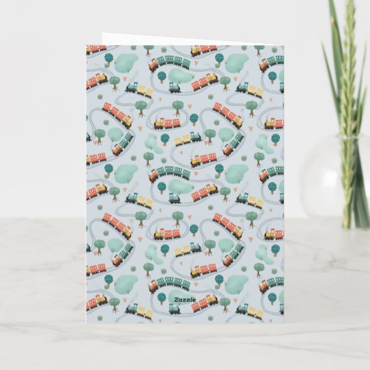 Jongens Blauw Trein Schattig Dank u Baby shower Bedankkaart (Achterkant)