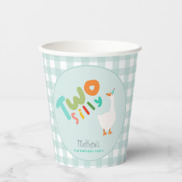 Jongens Blauw Twee Gekke Gans Blauw 2e Verjaardag Papieren Bekers