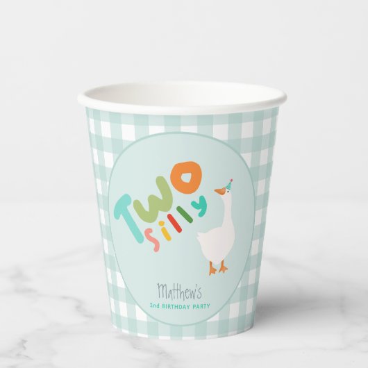 Jongens Blauw Twee Gekke Gans Blauw 2e Verjaardag Papieren Bekers (Voorkant)