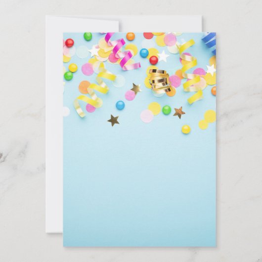 Jongens Blauw Verjaardagsfeestje Kaart (Achterkant)