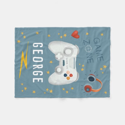 Jongens Blauw Videogame Kinder Cool Fleece Deken (Voorkant (Horizontaal))