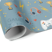 Jongens Blauw Videospel Kinder Cool Verjaardag Cadeaupapier (Rol Hoek)