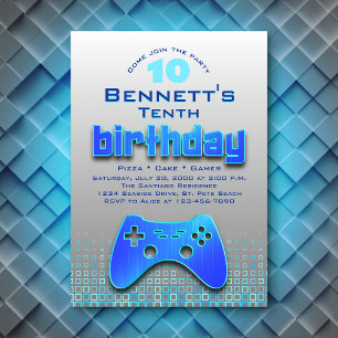 Jongens' Blauw Videospel Verjaardag Kaart