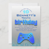 Jongens' Blauw Videospel Verjaardag Kaart (Voorkant)