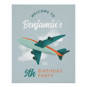 Jongens Blauw Vliegtuig Reizen Verjaardag Welkom T Perfect Poster (Voorkant)
