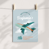 Jongens Blauw Vliegtuig Reizen Verjaardag Welkom T Perfect Poster