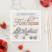 Jongens Blauw Western Desert Eerste Rodeo 1e Verja Servet (Insitu)