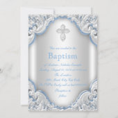 Jongens Blauw Wit Engel Jongen Baby Doop Kaart (Achterkant)