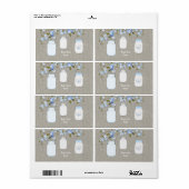 Jongens Blauwe Burlap Mason Jar Waterfles Labels (Full Sheet)