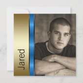 Jongens Blauwe Gouden Diploma-uitnodigingen Kaart (Voorkant)