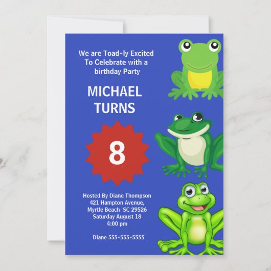 Jongens Blauwe Groene Kikkers op zaterdag Kaart (Voorkant)