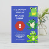 Jongens Blauwe Groene Kikkers op zaterdag Kaart (Staand voorkant)