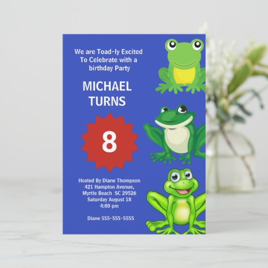 Jongens Blauwe Groene Kikkers op zaterdag Kaart (Staand voorkant)