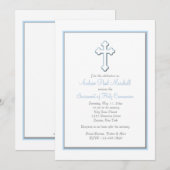 Jongen's Blauwe Kruis Religieuze uitnodiging (Voorkant / Achterkant)