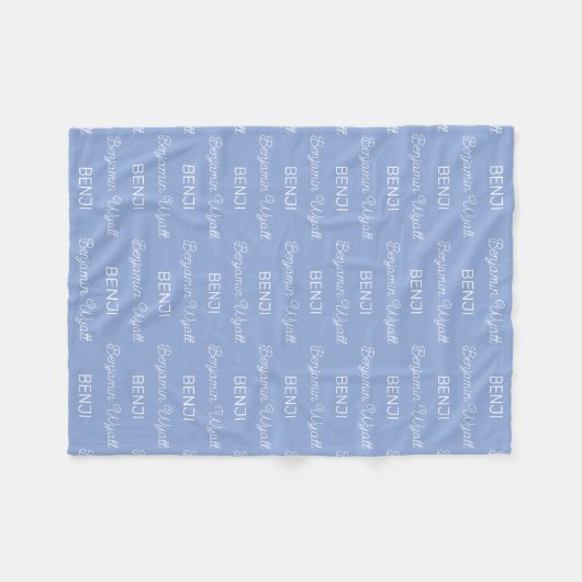 Jongens Blauwe Persoonlijke Script Naam Fleece Deken (Voorkant (Horizontaal))