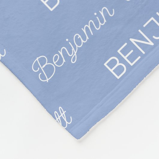 Jongens Blauwe Persoonlijke Script Naam Fleece Deken (Hoek)