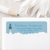 ★ Jongens Blauwe Raketschip Buitenruimte Terugkeer Etiket (Insitu)