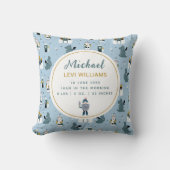 Jongens Blauwe Ridder Kasteel Dragon Geboorte Stat Kussen (Voorkant)