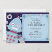 Jongens Blauwe Robot Aangepaste Verjaardagsfeest U Kaart (Voorkant)