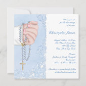 Jongens Blauwe Rozenkrans Doop Kaart (Voorkant)