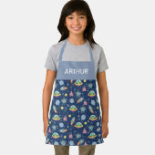 Jongens Blauwe Schattigee Ruimte Alien Patroon en Schort (Insitu)