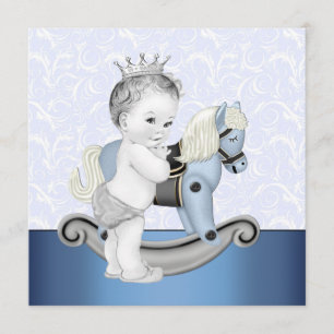 Jongens Blauwe Schommelpaard Baby Shower Kaart