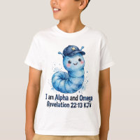 Jongens Blauwe Worm Shirt - Ik ben Alfa en Omega