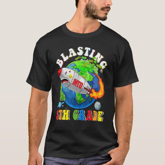 Jongens blazen naar 5e graad 1e dag schoolthee t-shirt (Voorkant)