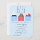 Jongens Blokken Baby shower Uitnodiging (Voorkant)