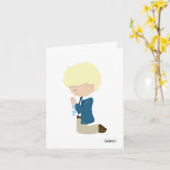 Jongens (Blonde Hair) Eerste Heilige Communie Kaart (Gele Bloem)