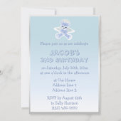 Jongens Blue Angel Teddy Bear 2e verjaardag Party Kaart (Achterkant)