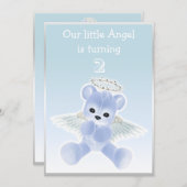 Jongens Blue Angel Teddy Bear 2e verjaardag Party Kaart (Voorkant / Achterkant)