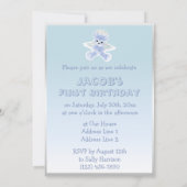 Jongen's Blue Angel Teddy Bear First Birthday Part Kaart (Achterkant)