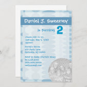 Jongen's Blue Birthday Invitation Cards Kaart (Voorkant / Achterkant)