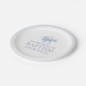 Jongens Blue Bow 1e verjaardag en doop Papieren Bordje (Gekanteld)