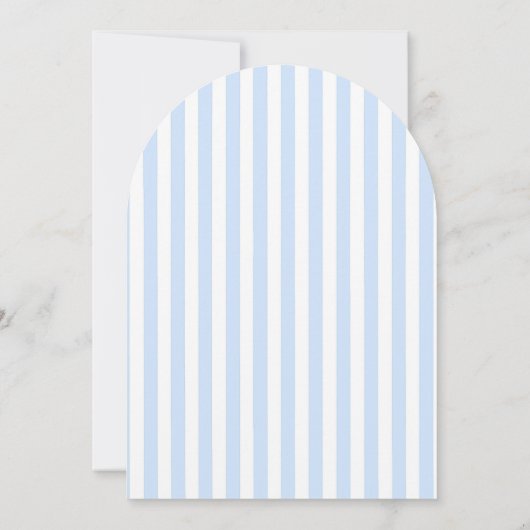 Jongens Blue Bow en Stripe Arch Doop Uitnodiging (Achterkant)