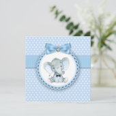 Jongens Blue Elephant babyshower uitnodigingen (Staand voorkant)