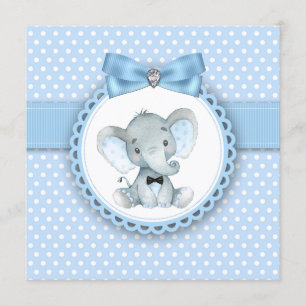 Jongens Blue Elephant babyshower uitnodigingen