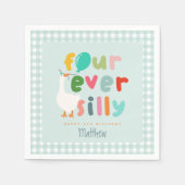 Jongens Blue Four Ever Silly Farm Gans 4e Verjaard Servet (Voorkant)
