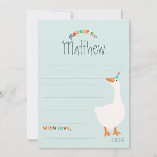 Jongens Blue Goose Eerste Verjaardag Tijd Capsule  Kaart (Voorkant)