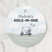 Jongens Blue Hole-in-One Golf 1e verjaardag Bedankjes Labels (Voorkant)