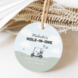 Jongens Blue Hole-in-One Golf 1e verjaardag Bedankjes Labels