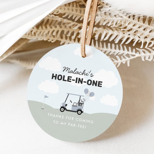 Jongens Blue Hole-in-One Golf 1e verjaardag Bedankjes Labels