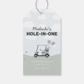 Jongens 'Blue Hole-in-One Golf 1e verjaardag gunst Cadeaulabel (Achterkant)