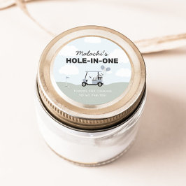 Jongens 'Blue Hole-in-One Golf 1e verjaardag gunst Ronde Sticker